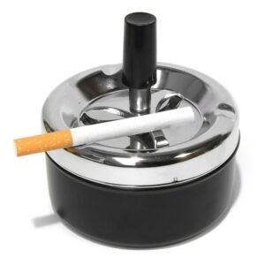 Smoke-King | Spinner Ashtray Chrome & Black | 9cm